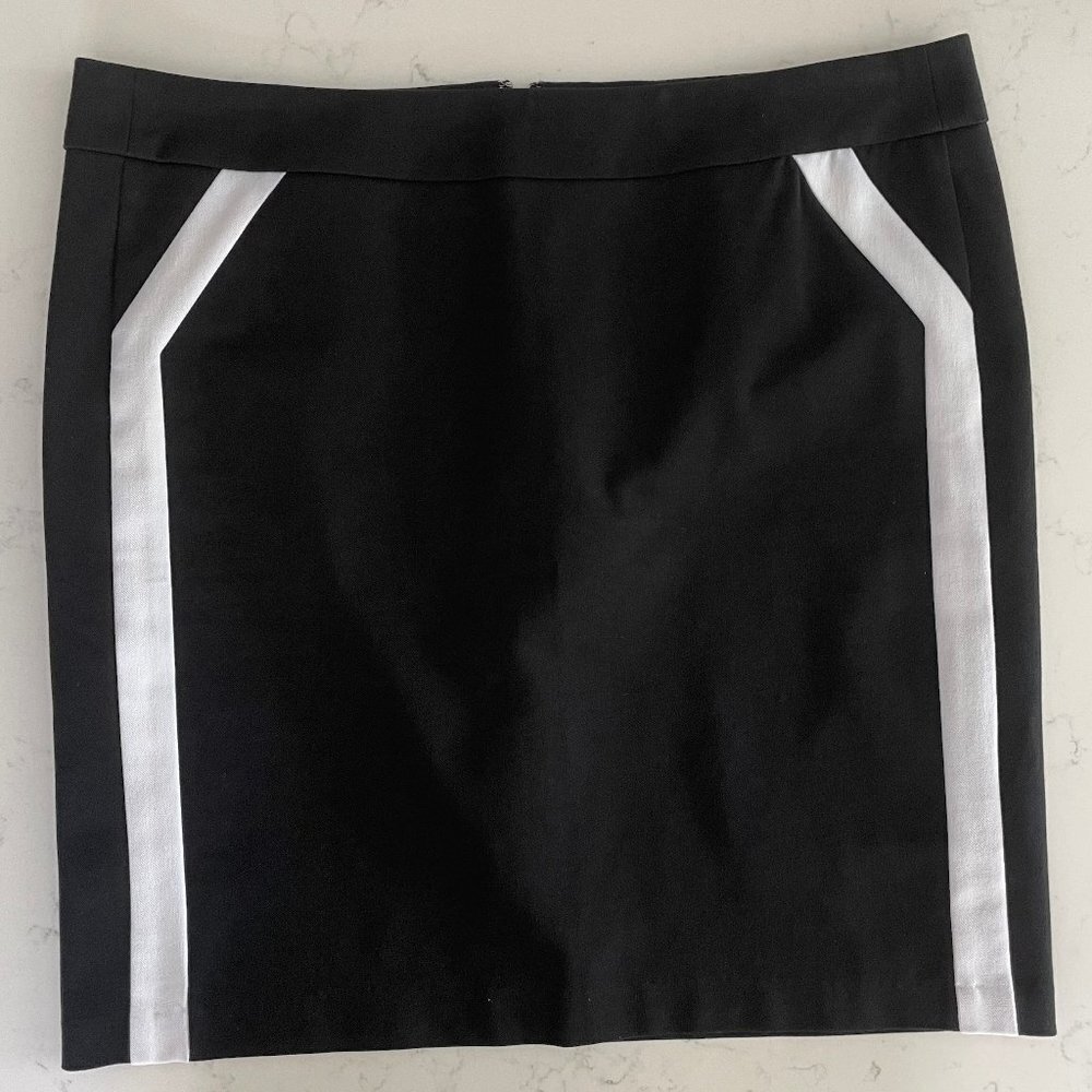 Cynthia Rowley Midi Lined Cotton Blend Skirt Black w White Accents Sz 10 NWOT